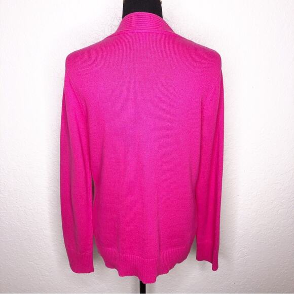 Pendleton bright pink cotton v neck button front cardigan size Large - Picture 16 of 16